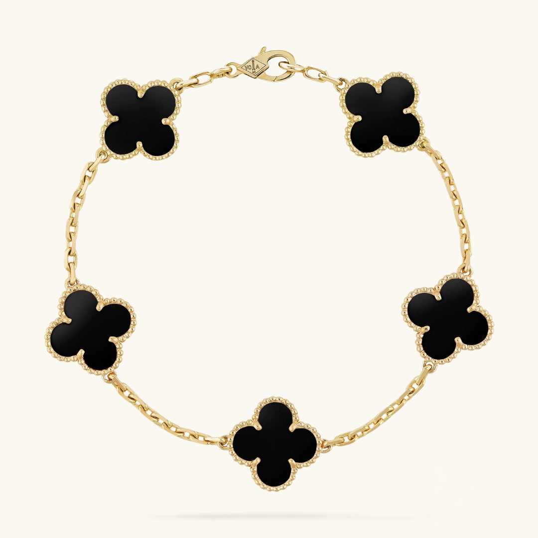 CLOVER | Schwarzes/Goldenes Armband