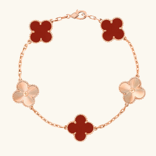 CLOVER | Rotes Roségold Guilloché Armband