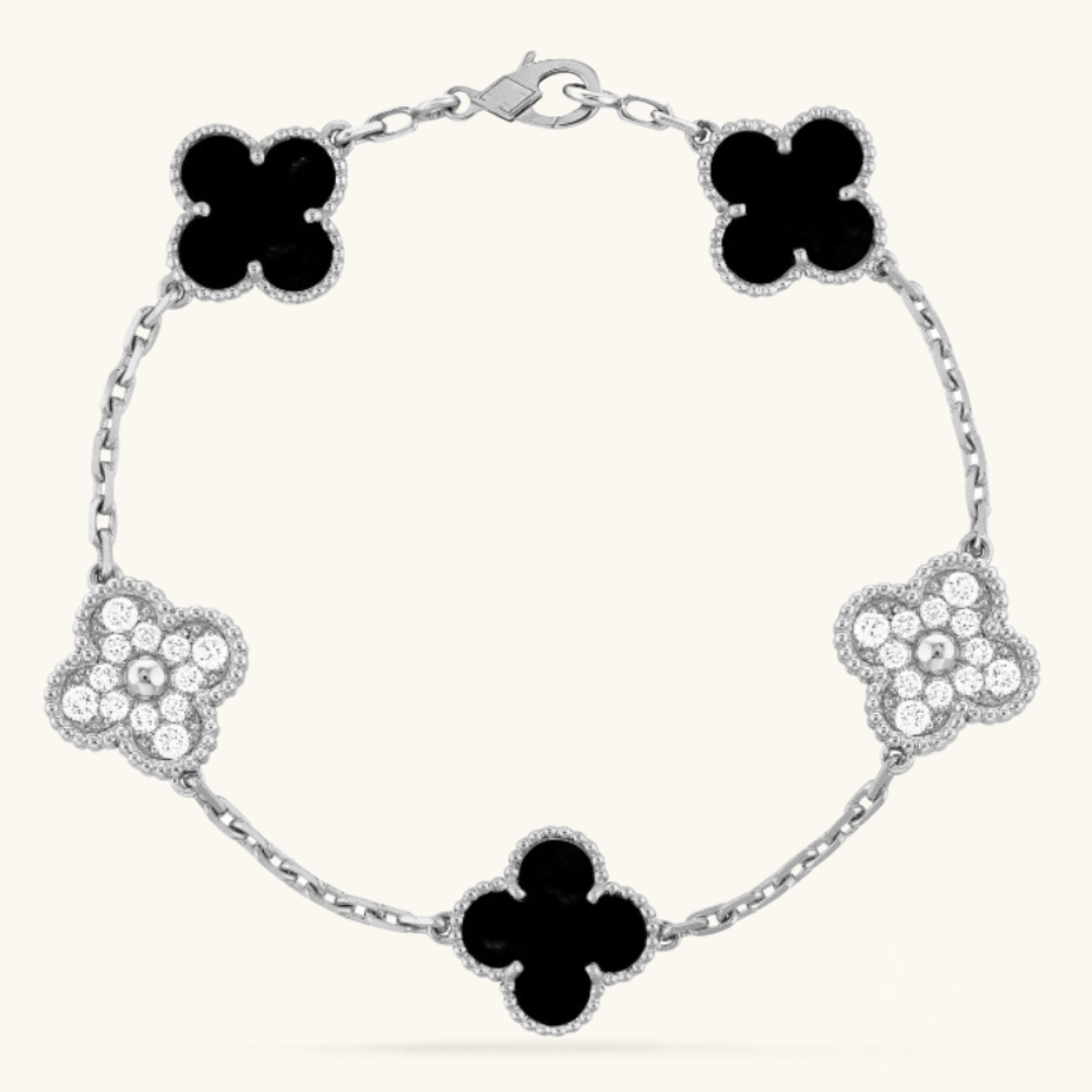 CLOVER | Schwarzes/Silbernes Prestige-Armband