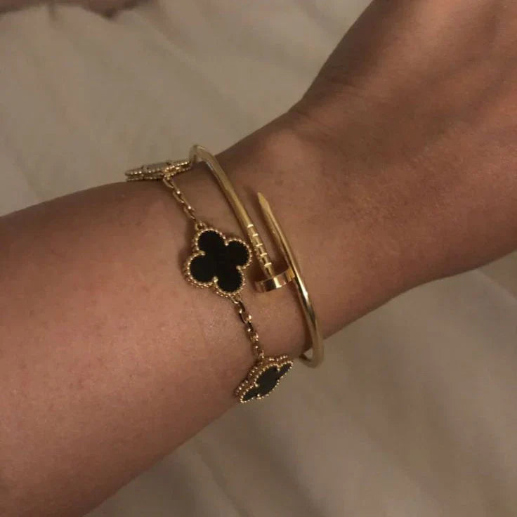 CLOVER | Schwarzes/Goldenes Armband